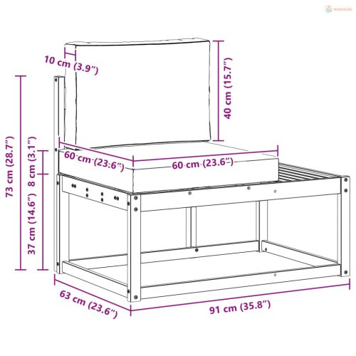 Kültéri végleges kanapé Természetes és antracit 91 x 63 x 73 cm