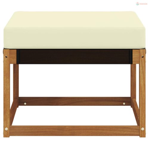 Kültéri lábtartó Tömör akácfa és Textilene szövet Természetes