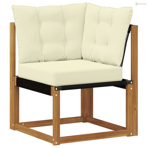 Kültéri Sarokkanapé Tömör akácfa és textilén szövet Természetes