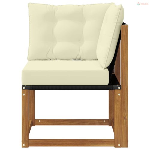 Kültéri Sarokkanapé Tömör akácfa és textilén szövet Természetes