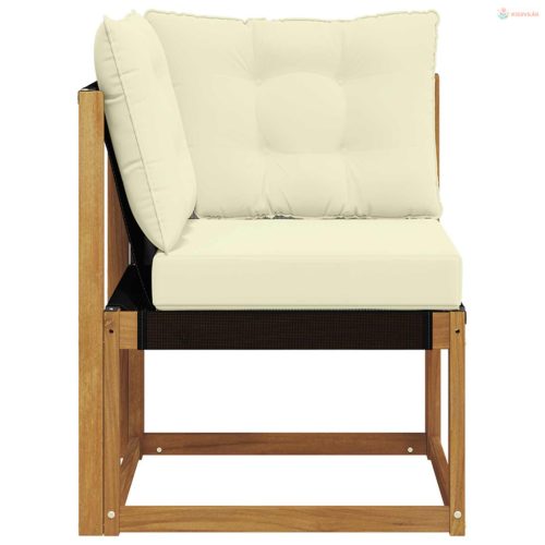 Kültéri Sarokkanapé Tömör akácfa és textilén szövet Természetes