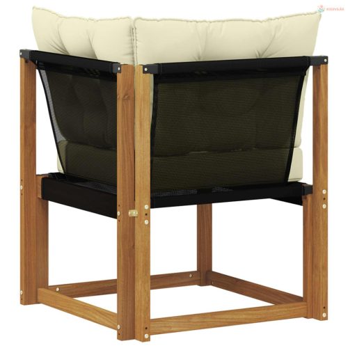 Kültéri Sarokkanapé Tömör akácfa és textilén szövet Természetes