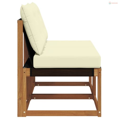 2 Darab Kültéri Középső kanapé Tömör akácfa és Textilene szövet