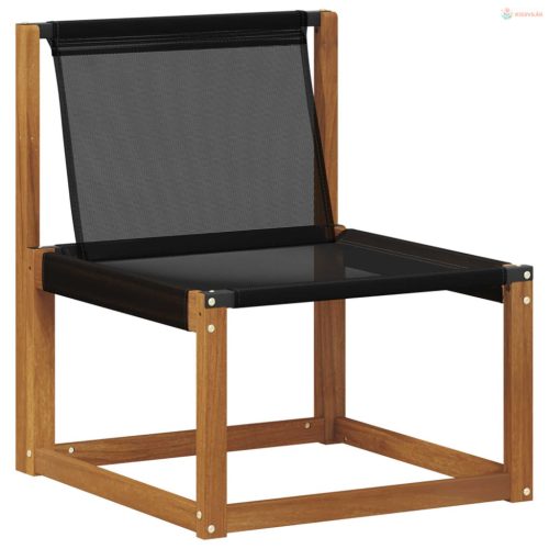 3 Darab Kültéri Középső kanapé Tömör akácfa és Textilene szövet