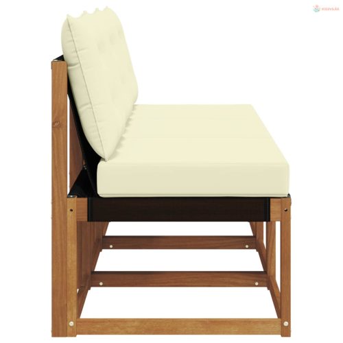 3 Darab Kültéri Középső kanapé Tömör akácfa és Textilene szövet