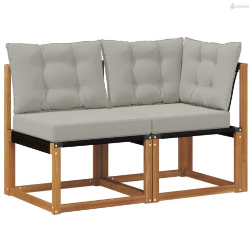 Kültéri középső és sarok kanapé párnával 2 Darab Természetes