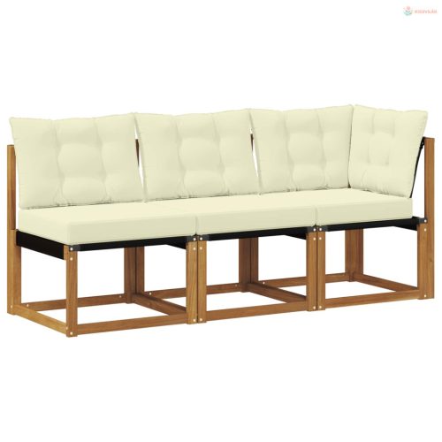 Kültéri középső és sarok kanapé párnával 3 Darab Természetes