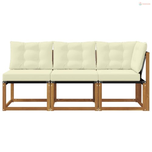 Kültéri középső és sarok kanapé párnával 3 Darab Természetes