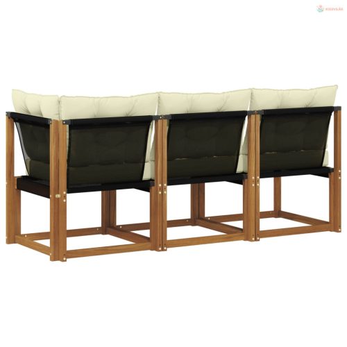 Kültéri középső és sarok kanapé párnával 3 Darab Természetes