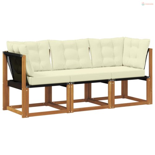 Kültéri középső és sarok kanapé párnával 3 Darab Természetes