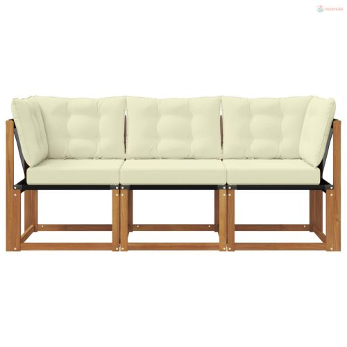 Kültéri középső és sarok kanapé párnával 3 Darab Természetes