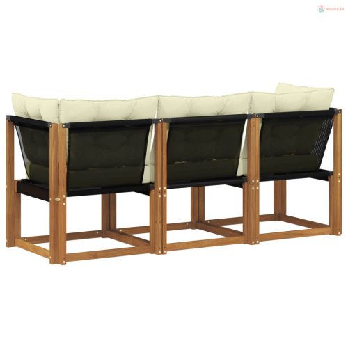 Kültéri középső és sarok kanapé párnával 3 Darab Természetes
