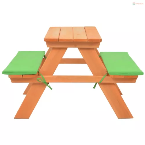 Tömör fenyőfa gyerek piknikasztal paddal 89 x 79 x 50 cm