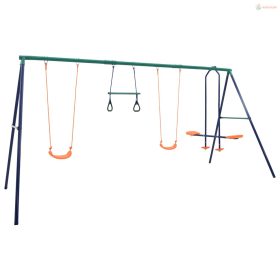 Acél hintaszett tornagyűrűkkel és 4 üléssel