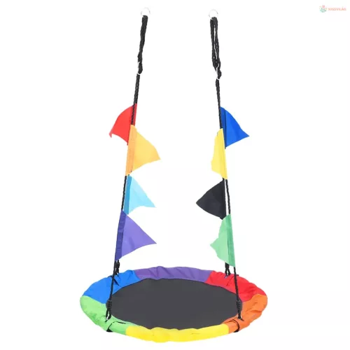 Szivárványhinta zászlókkal 100 cm