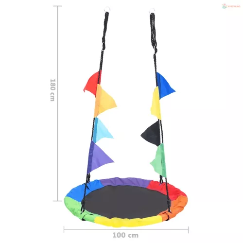 Szivárványhinta zászlókkal 100 cm