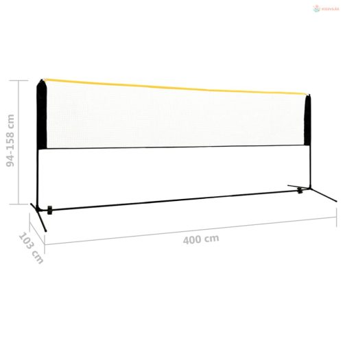 Fém állítható tollaslabdaháló 400 x 103 x 94-158 cm