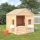 Tömör fenyőfa játszóház zárható ajtóval és virágcserepekkel