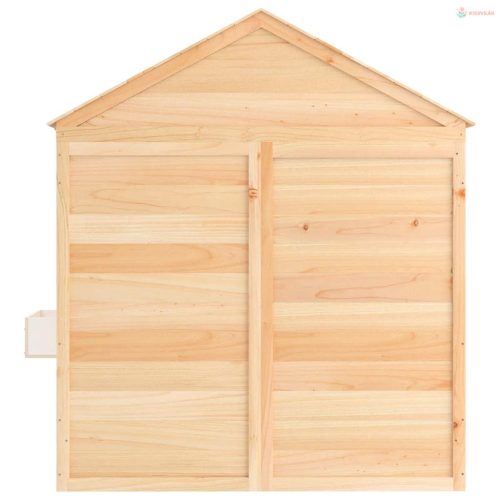 Tömör fenyőfa játszóház zárható ajtóval és virágcserepekkel