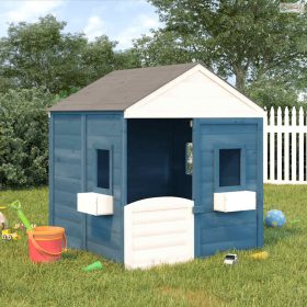   Tömör fenyőfa játszóház zárható ajtóval és virágcserepekkel