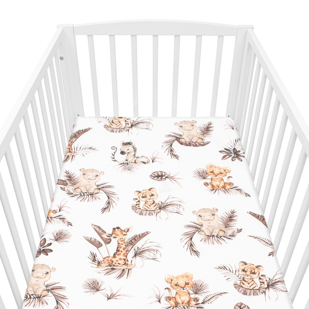 Pamut kiságyba való lepedő pamut New Baby Safari 120x60 cm