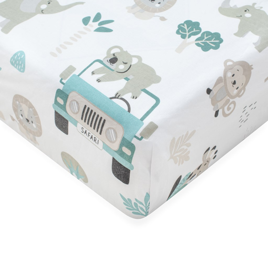 Pamut kiságyba való lepedő pamut New Baby Safari II 120x60 cm