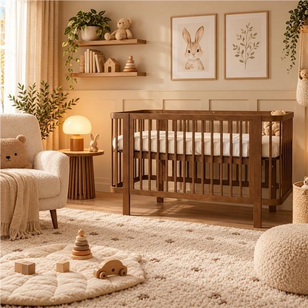 Gyermek ovális babaágy New Baby Klára dió színű