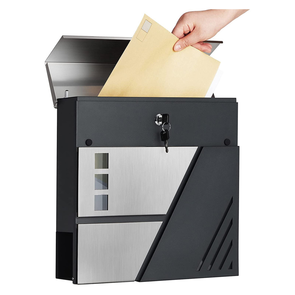 Ezüst-antracitszürke postaláda csillapított fedéllel