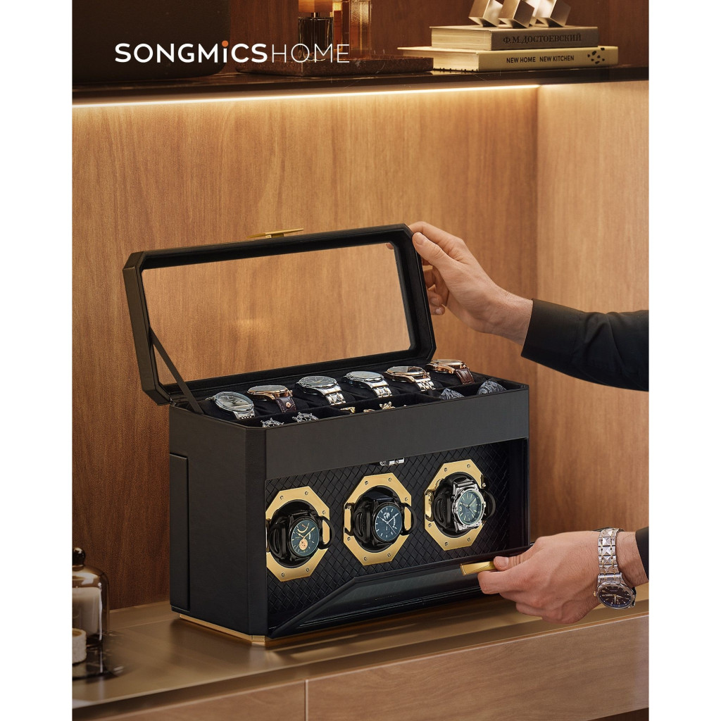 SONGMICS HOME RONNE óratartó doboz, 9 órához, tintafekete