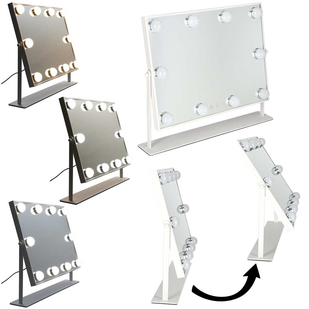 LED-sminktükör 10 izzóval és érintővezérléssel – fehér