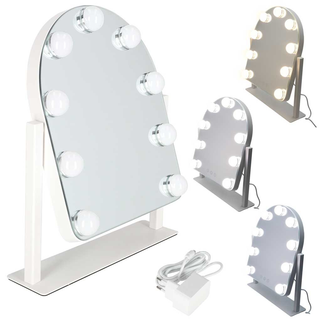 LED sminktükör 9 fényponttal és érintővezérléssel, fehér