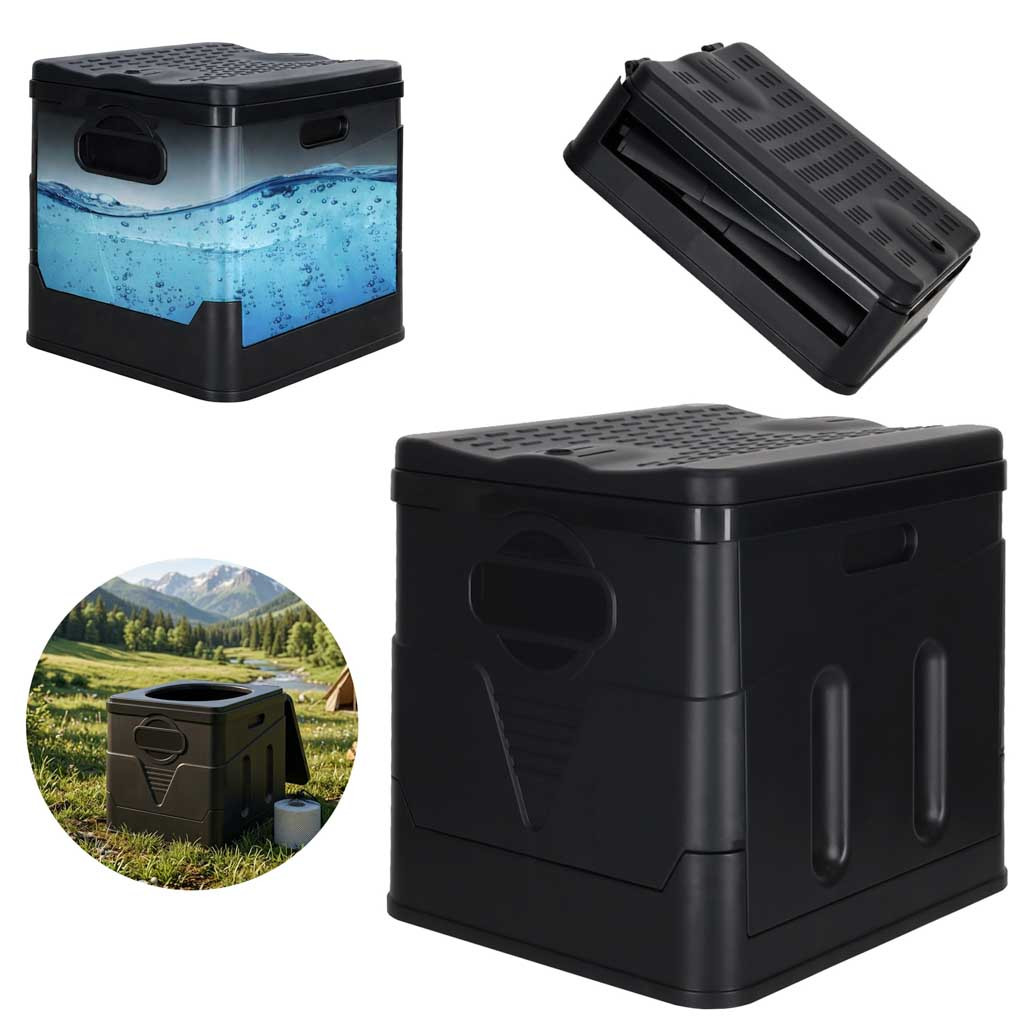 Összecsukható kemping-WC, 20 l, 12 zsákkal