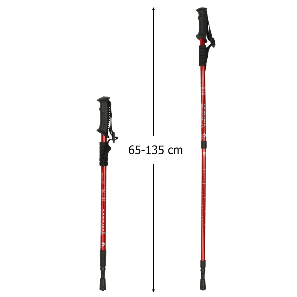 Összecsukható nordic walking botok, 2 db, piros