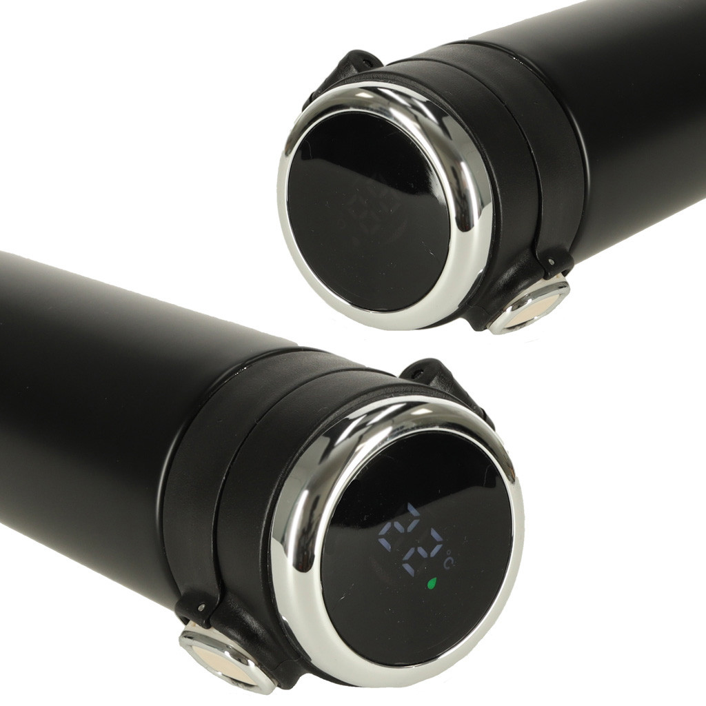 LED hőmérséklet-kijelzős termoszbögre, fekete