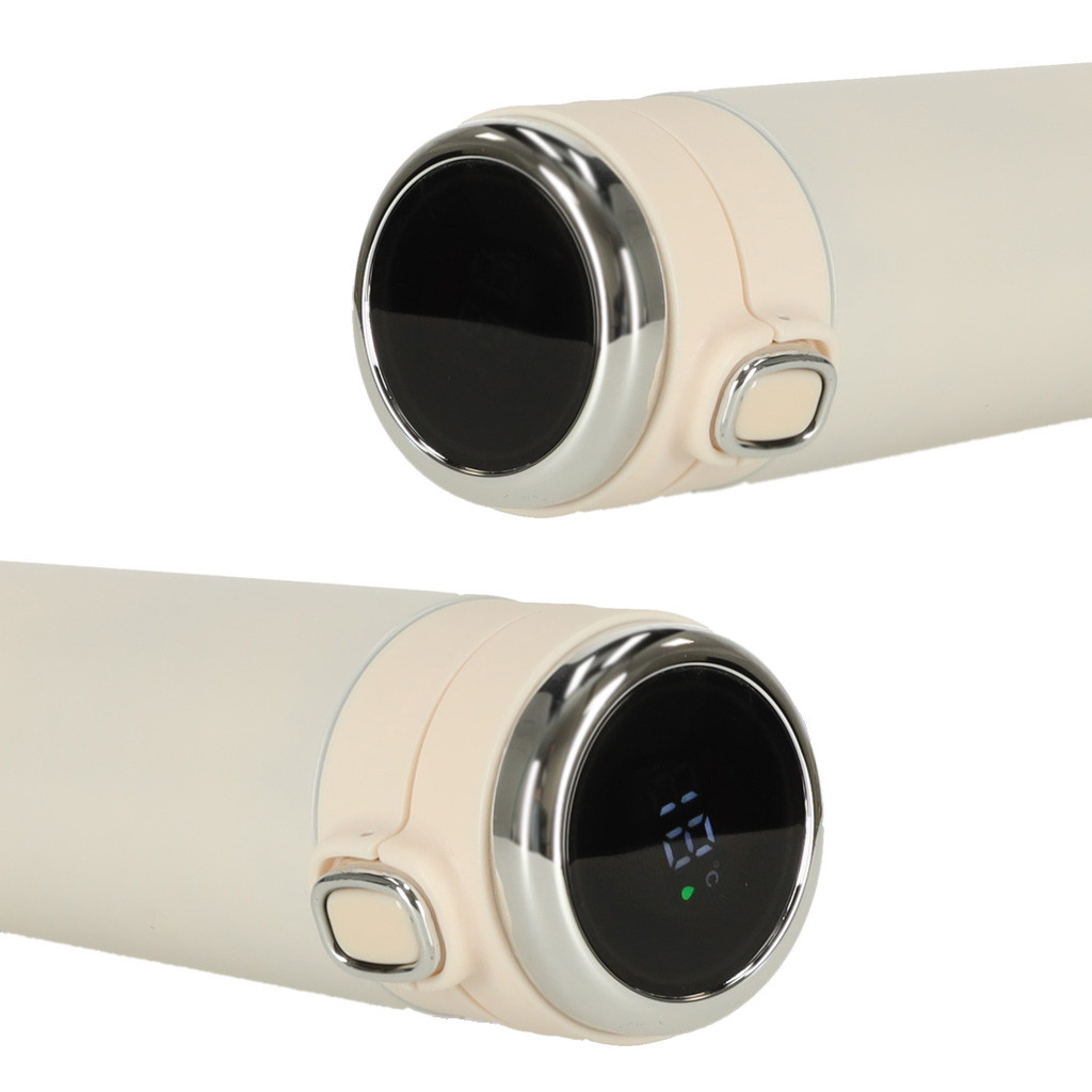 LED hőmérséklet-kijelzős termoszbögre, bézs