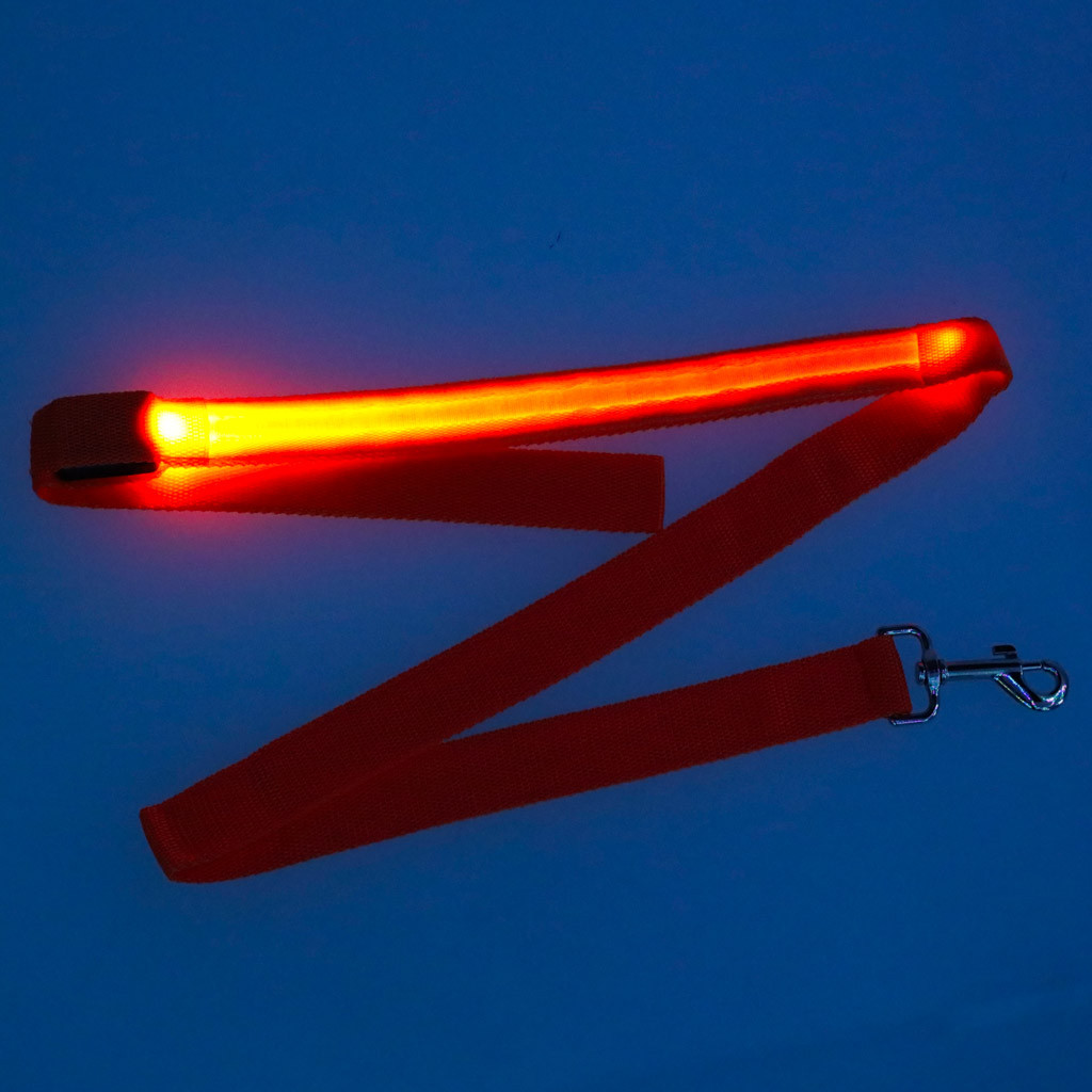Világító kutyapóráz 3 fénymóddal, 120 cm – narancssárga