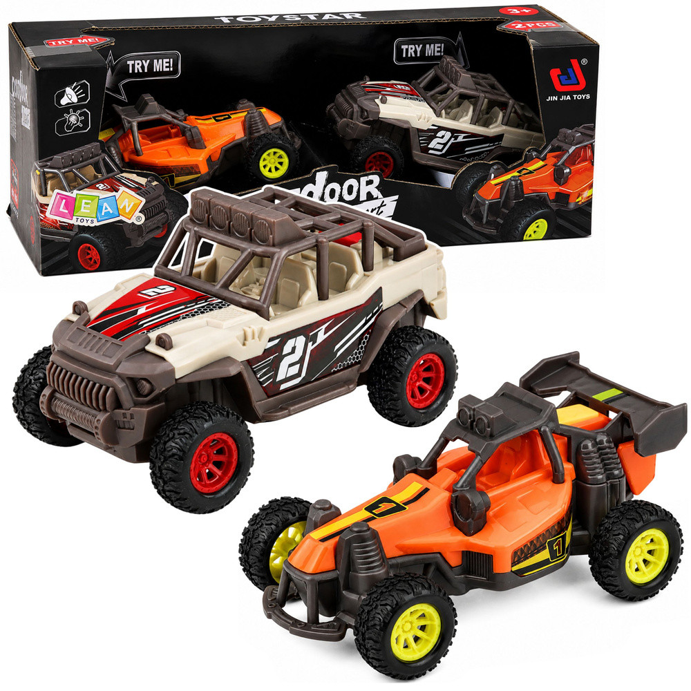 Terepbuggy-készlet fénnyel és hanggal, 2 darab, 14 cm