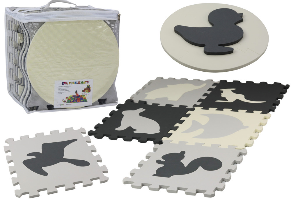 Kontrasztos EVA hab puzzle játszószőnyeg, szürke, 28 darab