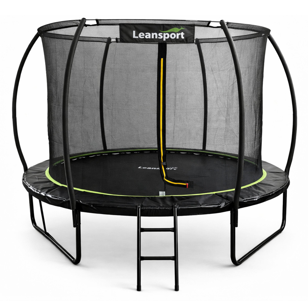 LEAN kerti trambulin belső hálóval, 252 cm – fekete és zöld