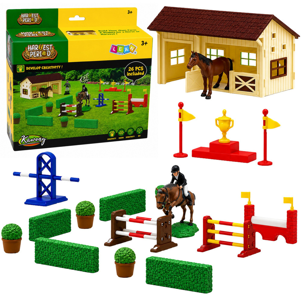 Set Farm Horse Stud Obstacle Course Stable Horses Figures 26 pcs.