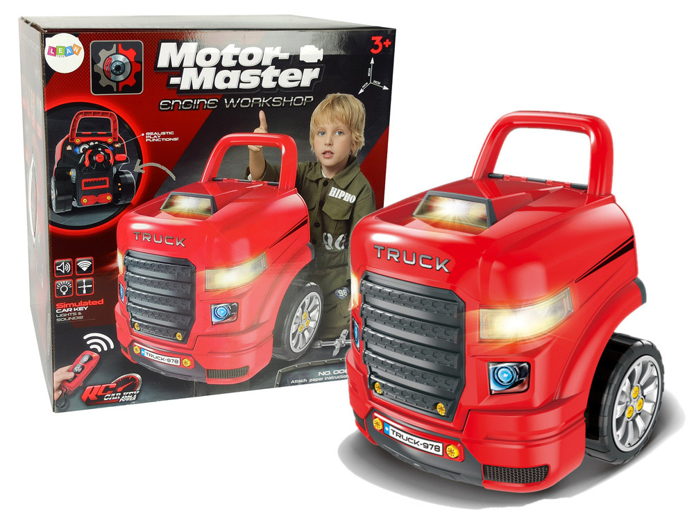 Szerelhető teherautó-motor játék szerszámokkal