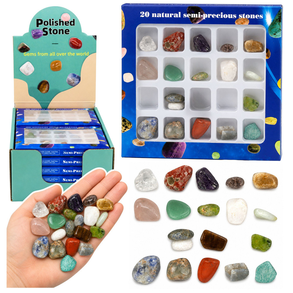 Set of Semi-precious Minerals, Collectible Stones, Educational, 20 pcs.