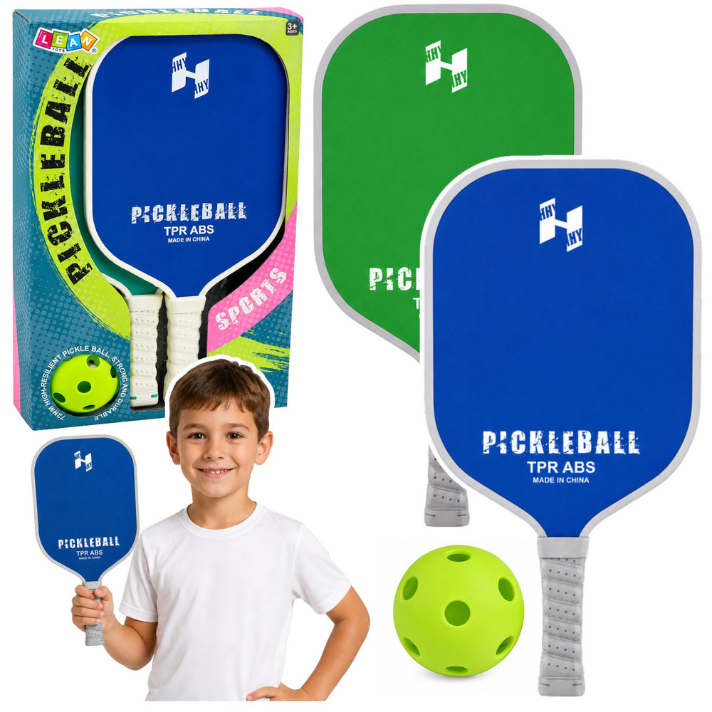 Zöld-kék pickleball ütőkészlet labdával