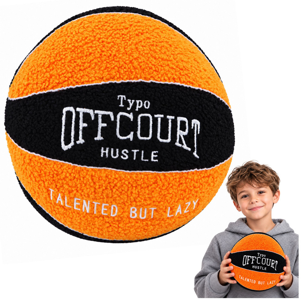 Soft Plush Basketball (Orange & Black, 23cm)