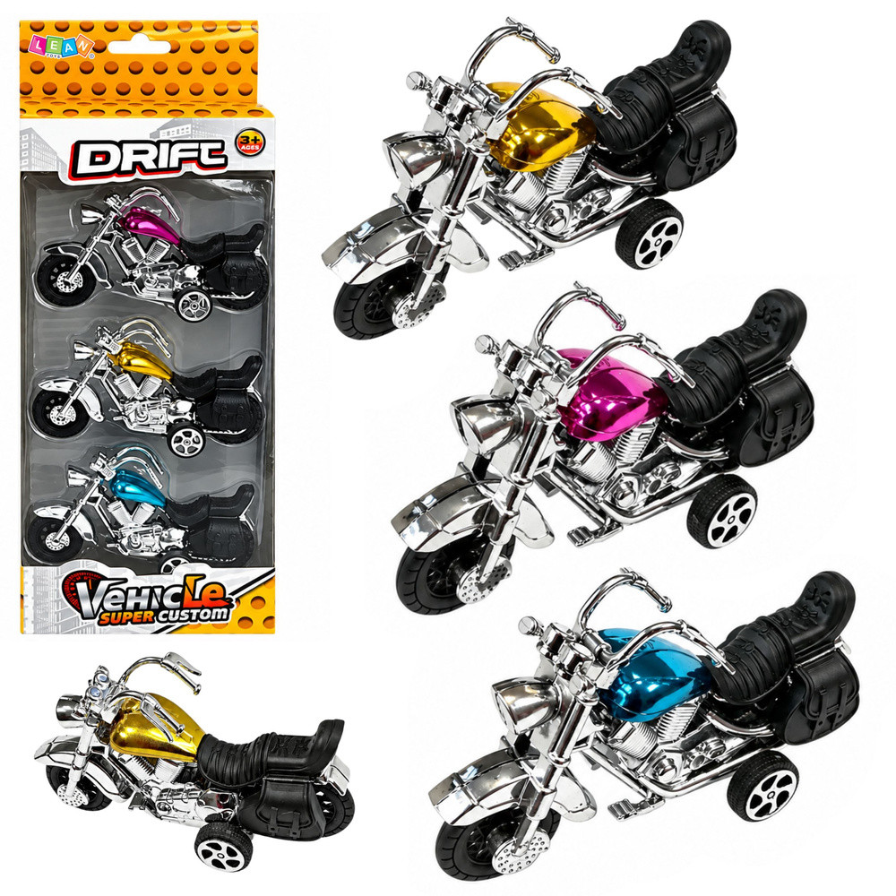 Set of Motorbike in motion 3 pieces