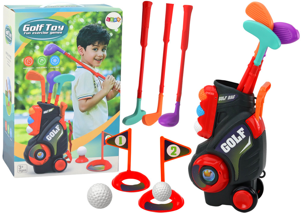 Gyerek minigolfkészlet kerekes kocsival