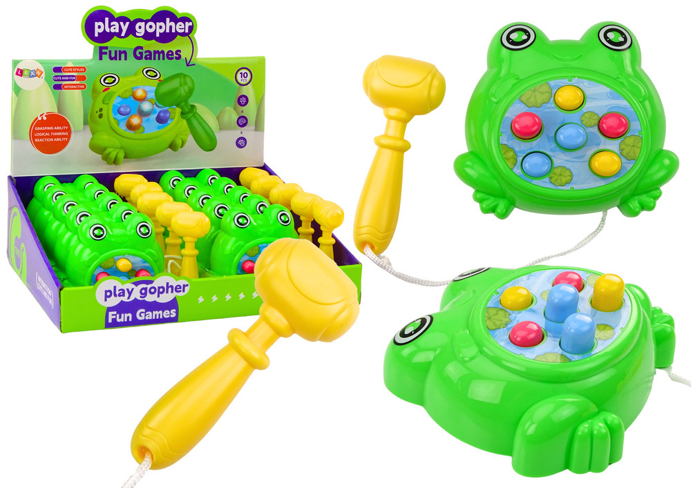 Mini békás kalapálós ügyességi játék, zöld