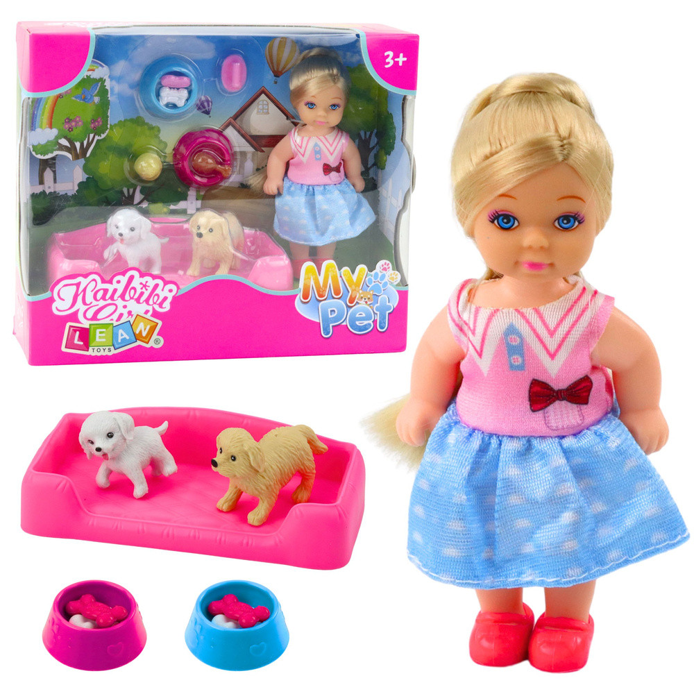 Mini baba 2 kutyával, fekhellyel és 2 etetőtállal