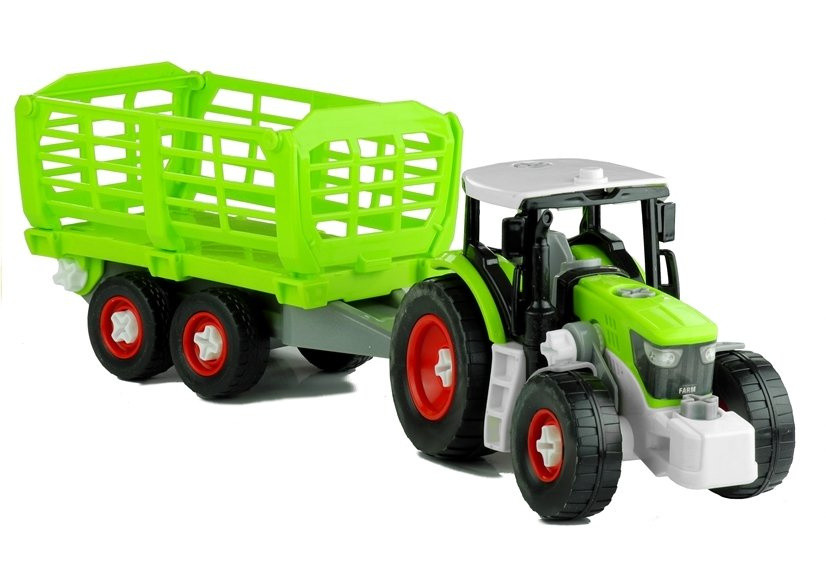 Szerelhető traktor nyitható pótkocsival és csavarhúzóval, 43 cm