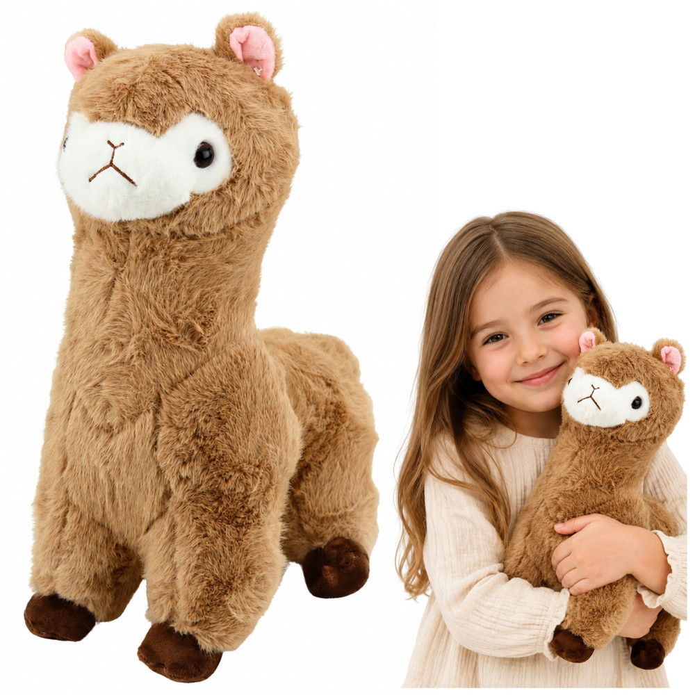 Bézs puha plüss alpaka, 38 cm